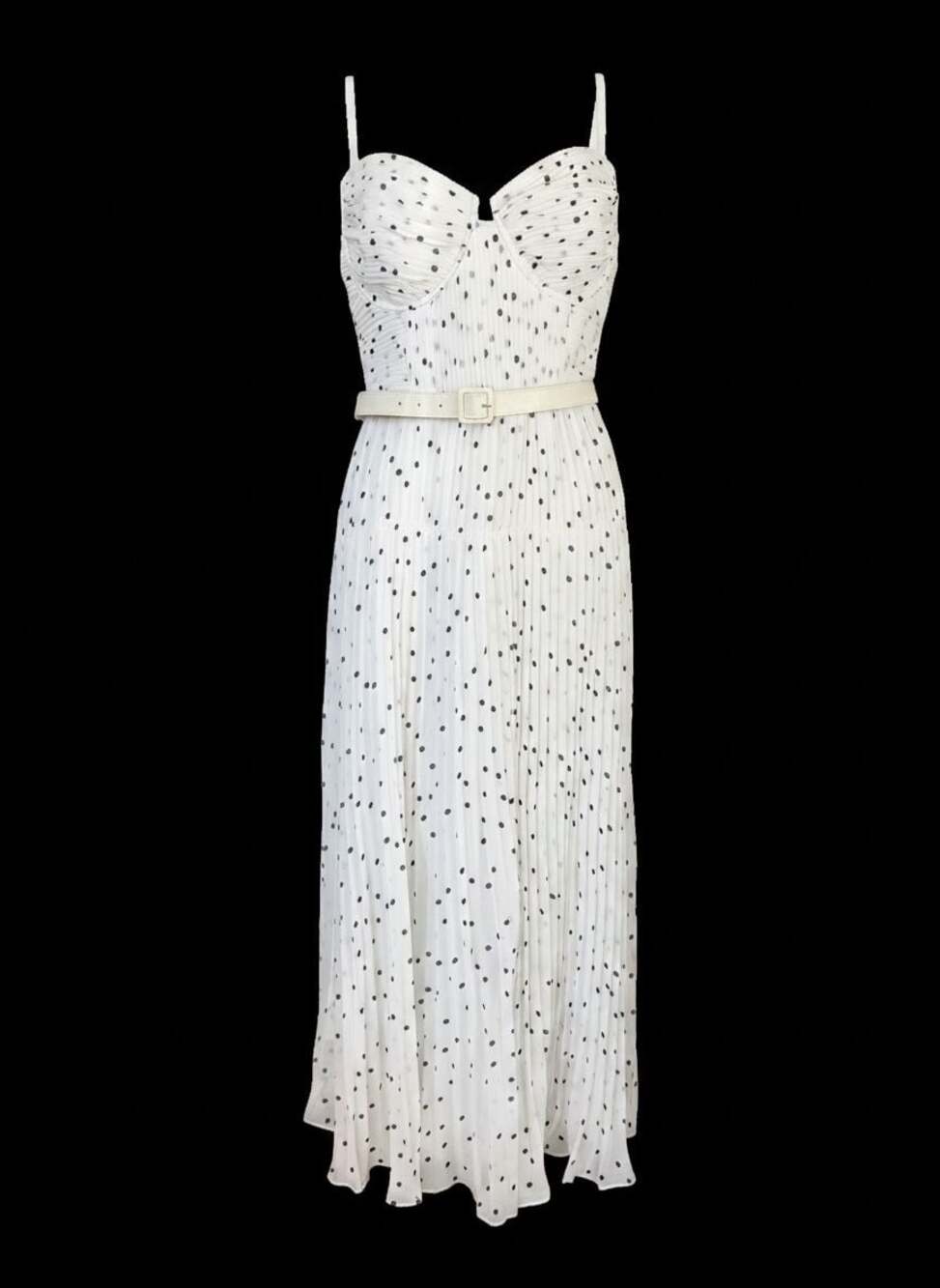 Self-Portrait Polka-Dot Pleated Chiffon Midi Dress